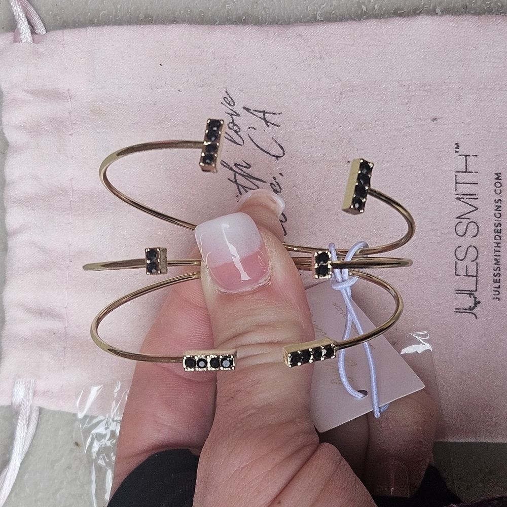 Pave Cuff bracelets 14K Gold & Black by Jules Smith Designs Venice Beach CA NEW - Picture 5 of 12